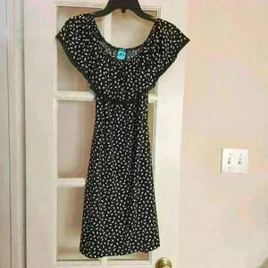 OP Ocean Pacific Black Off Shoulder Beach Vacation Dress Made in Mexico Large